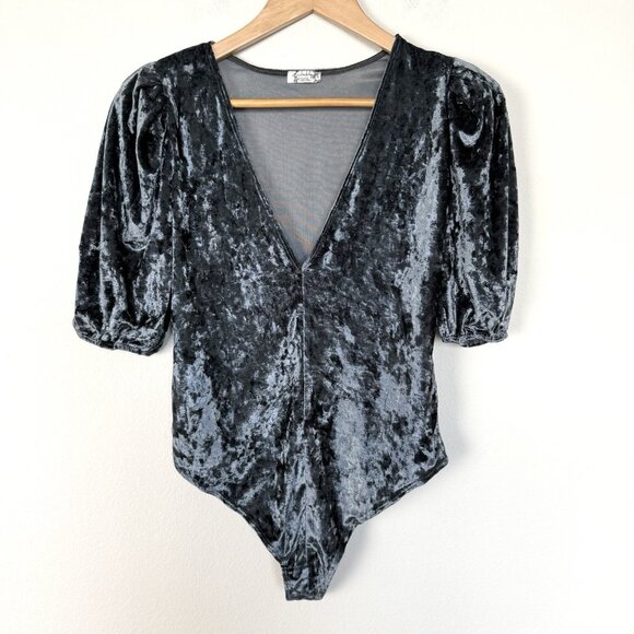 Free People Velvet Bodysuit Womens Size Small Whimsigoth Fairy Enya Gothic Vamp - Picture 3 of 13